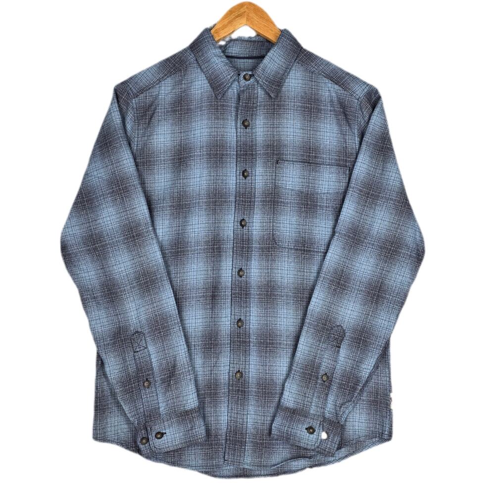 ROYAL ROBBINS PERFORMANCE PLAID BUTTON‑DOWN SHIRT – BLUE/GRAY – SIZE MEDIUM